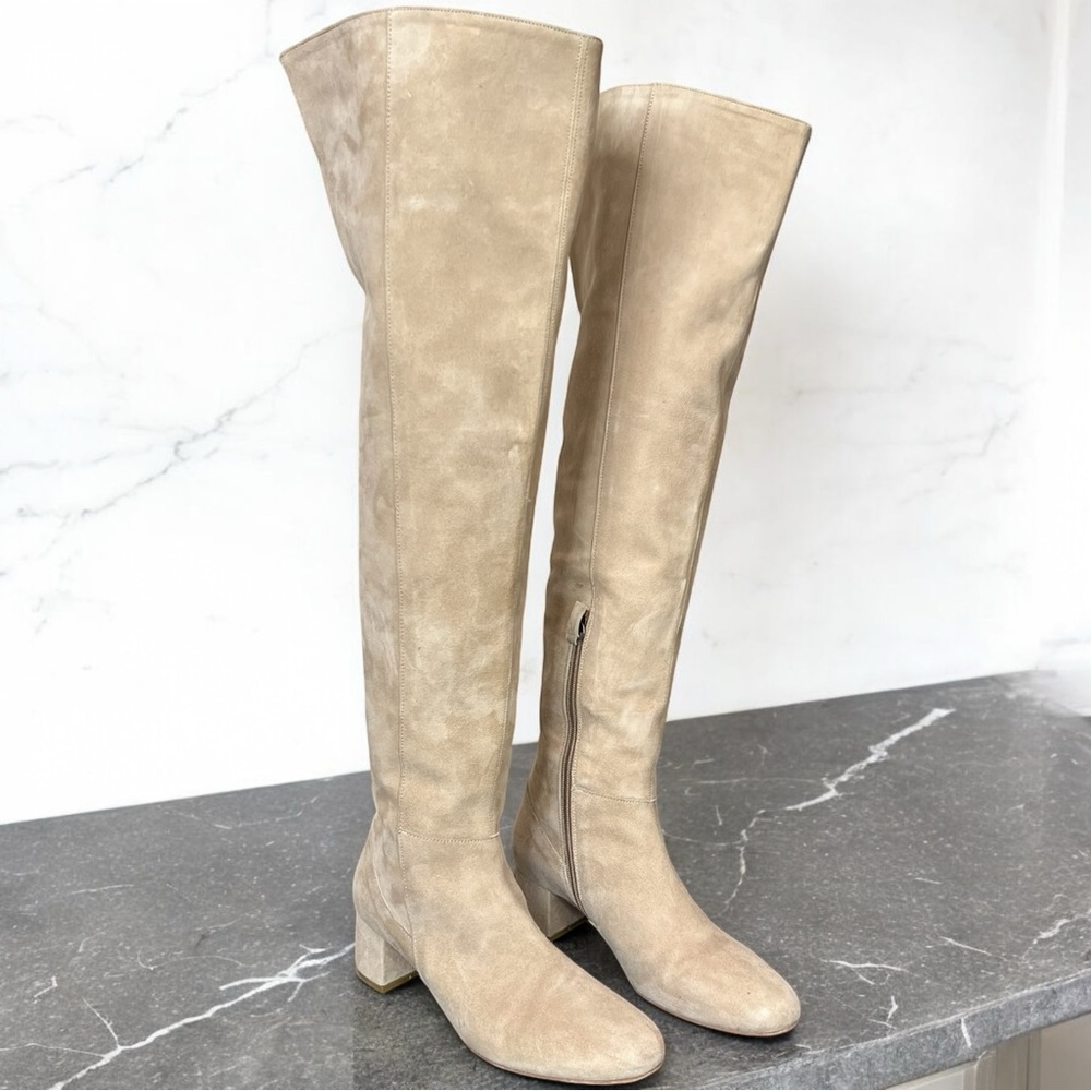 Iris & Ink Over-The-Knee Real Suede Boots - Size 36, Made in Italy